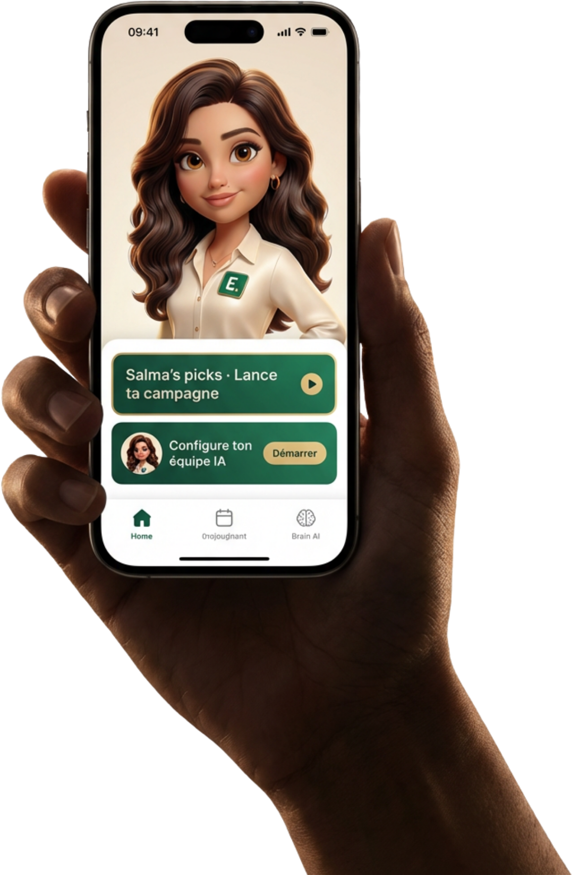 Main tenant un iPhone avec l'app Ekipia